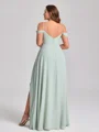 A-line Cold Shoulder Floor-Length Chiffon Convertible Plus Size Bridesmaid Dress