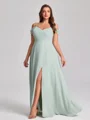 A-line Cold Shoulder Floor-Length Chiffon Convertible Plus Size Bridesmaid Dress