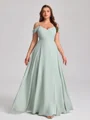A-line Cold Shoulder Floor-Length Chiffon Convertible Plus Size Bridesmaid Dress