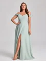 A-line Cold Shoulder Floor-Length Chiffon Convertible Plus Size Bridesmaid Dress