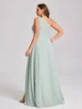A-line One-Shoulder Pleated Floor-Length Chiffon Plus Size Bridesmaid Dress