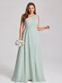 A-line One-Shoulder Pleated Floor-Length Chiffon Plus Size Bridesmaid Dress