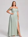 Sheath Cowl Pleated Floor-Length Silk Like Satin Convertible Plus Size Bridesmaid Dress