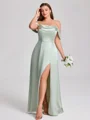 Sheath Cowl Pleated Floor-Length Silk Like Satin Convertible Plus Size Bridesmaid Dress