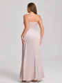 Sheath Spaghetti Straps Pleated Floor-Length Silk Like Satin Plus Size Bridesmaid Dress