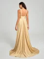 A-Line/Princess V-neck Sweep/Brush Train Sleeveless Jersey Bridesmaid Dress