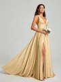 A-Line/Princess V-neck Sweep/Brush Train Sleeveless Jersey Bridesmaid Dress