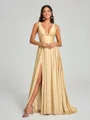 A-Line/Princess V-neck Sweep/Brush Train Sleeveless Jersey Bridesmaid Dress