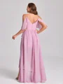 A-line Cold Shoulder Ruffles Asymmetrical Chiffon Plus Size Bridesmaid Dress