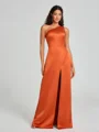 A-Line/Princess One-Shoulder Floor-Length Sleeveless Satin Bridesmaid Dress