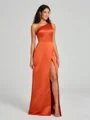 A-Line/Princess One-Shoulder Floor-Length Sleeveless Satin Bridesmaid Dress