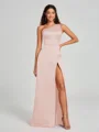 A-Line/Princess One-Shoulder Floor-Length Sleeveless Satin Bridesmaid Dress