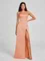 A-Line/Princess One-Shoulder Floor-Length Sleeveless Satin Bridesmaid Dress