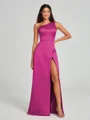 A-Line/Princess One-Shoulder Floor-Length Sleeveless Satin Bridesmaid Dress