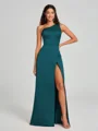 A-Line/Princess One-Shoulder Floor-Length Sleeveless Satin Bridesmaid Dress