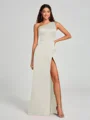A-Line/Princess One-Shoulder Floor-Length Sleeveless Satin Bridesmaid Dress