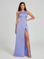 A-Line/Princess One-Shoulder Floor-Length Sleeveless Satin Bridesmaid Dress