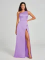 A-Line/Princess One-Shoulder Floor-Length Sleeveless Satin Bridesmaid Dress