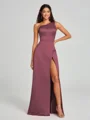 A-Line/Princess One-Shoulder Floor-Length Sleeveless Satin Bridesmaid Dress