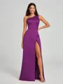 A-Line/Princess One-Shoulder Floor-Length Sleeveless Satin Bridesmaid Dress