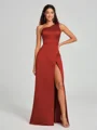 A-Line/Princess One-Shoulder Floor-Length Sleeveless Satin Bridesmaid Dress