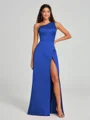 A-Line/Princess One-Shoulder Floor-Length Sleeveless Satin Bridesmaid Dress
