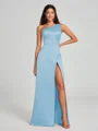 A-Line/Princess One-Shoulder Floor-Length Sleeveless Satin Bridesmaid Dress