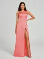 A-Line/Princess One-Shoulder Floor-Length Sleeveless Satin Bridesmaid Dress