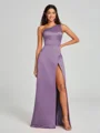 A-Line/Princess One-Shoulder Floor-Length Sleeveless Satin Bridesmaid Dress