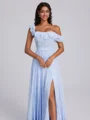 A-line One-Shoulder Ruffles Floor-Length Corset Bridesmaid Dress