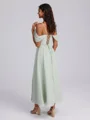 A-line Cold Shoulder Pleated Ankle-Length Chiffon Corset Bridesmaid Dress