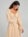 A-Line/Princess V-neck Sweep/Brush Train Long Sleeves Chiffon Bridesmaid Dress