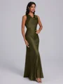 Sheath Cowl Floor-Length Silk Like Satin Bridesmaid Dress