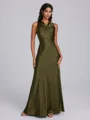 Sheath Cowl Floor-Length Silk Like Satin Bridesmaid Dress