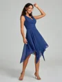 A-Line/Princess V-neck Knee-Length Sleeveless Chiffon Bridesmaid Dress