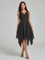A-Line/Princess V-neck Knee-Length Sleeveless Chiffon Bridesmaid Dress