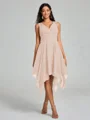 A-Line/Princess V-neck Knee-Length Sleeveless Chiffon Bridesmaid Dress