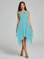 A-Line/Princess V-neck Knee-Length Sleeveless Chiffon Bridesmaid Dress