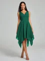 A-Line/Princess V-neck Knee-Length Sleeveless Chiffon Bridesmaid Dress
