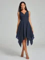 A-Line/Princess V-neck Knee-Length Sleeveless Chiffon Bridesmaid Dress