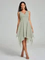 A-Line/Princess V-neck Knee-Length Sleeveless Chiffon Bridesmaid Dress
