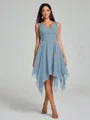A-Line/Princess V-neck Knee-Length Sleeveless Chiffon Bridesmaid Dress