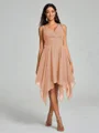 A-Line/Princess V-neck Knee-Length Sleeveless Chiffon Bridesmaid Dress