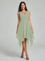 A-Line/Princess V-neck Knee-Length Sleeveless Chiffon Bridesmaid Dress
