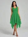A-Line/Princess V-neck Knee-Length Sleeveless Chiffon Bridesmaid Dress