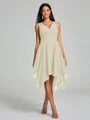 A-Line/Princess V-neck Knee-Length Sleeveless Chiffon Bridesmaid Dress