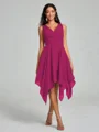 A-Line/Princess V-neck Knee-Length Sleeveless Chiffon Bridesmaid Dress