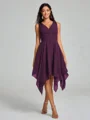 A-Line/Princess V-neck Knee-Length Sleeveless Chiffon Bridesmaid Dress