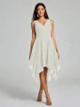 A-Line/Princess V-neck Knee-Length Sleeveless Chiffon Bridesmaid Dress