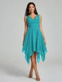 A-Line/Princess V-neck Knee-Length Sleeveless Chiffon Bridesmaid Dress